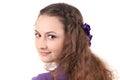 Girl hair braid with flower. Royalty Free Stock Photo