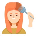 Girl hair colouring icon cartoon vector. Color salon