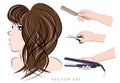 Girl hairdresser tools