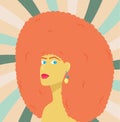 Girl with hairstyle Afro retro style. Vector image