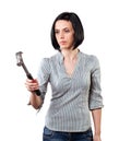 Girl with a hammer Royalty Free Stock Photo