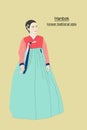 Girl in hanbok vector image. Korean traditional costume.