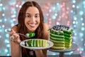 Girl with happy birthday cake Royalty Free Stock Photo