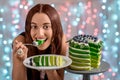 Girl with happy birthday cake Royalty Free Stock Photo