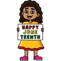 Girl with a Happy Juneteenth Day Banner Clipart