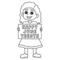 Girl with a Happy Juneteenth Day Banner Isolated