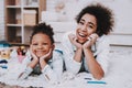 Girl and Happy Mother in Studio. Baby and Mother. Royalty Free Stock Photo