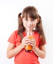 Girl happy to drink fresh juice Royalty Free Stock Photo