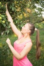 Girl harvest apples
