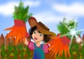 Girl harvesting carrots Royalty Free Stock Photo