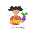 Girl harvesting concept