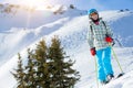 Girl has a fun on ski Royalty Free Stock Photo