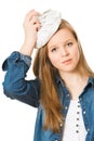 Girl has headache Royalty Free Stock Photo