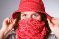 Girl has muffled in a scarf. Royalty Free Stock Photo