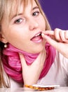 Girl has a sore throat Royalty Free Stock Photo
