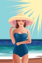 Girl in hat on the beach