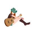 Girl in Hat with Guitar