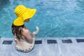 Girl Hat Swim Pool Royalty Free Stock Photo