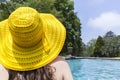 Girl Hat Swim Pool Royalty Free Stock Photo