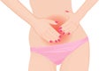 A girl having abdoman pain vector illustration