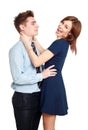 Girl having fun with her boyfriend, figuring out relationships Royalty Free Stock Photo