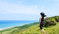 Girl having fun at Longpan Park, Kenting, Taiwan