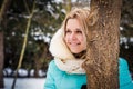 Girl having fun outdoors in snow