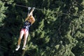 Girl having fun on a rope park adventure