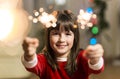 Girl Having Fun with Sparkler