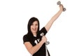 Girl having fun with weights Royalty Free Stock Photo