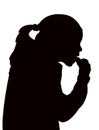 A girl head eating,black color silhouette vector Royalty Free Stock Photo