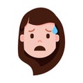 Girl head emoji personage icon with facial emotions, avatar character, woman crying face with different female emotions