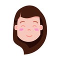 Girl head emoji personage icon with facial emotions, avatar character, woman embarrass face with different female Royalty Free Stock Photo