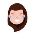 Girl head emoji personage icon with facial emotions, avatar character, woman happy crying face with different female Royalty Free Stock Photo