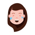 Girl head emoji personage icon with facial emotions, avatar character, woman happy crying face with different female Royalty Free Stock Photo