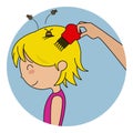 Girl with head lice Royalty Free Stock Photo