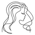 Girl head silhouettes in modern single line style. Continuous line drawing, aesthetic home decor outline, posters, wall art, stick