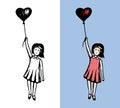 Girl with heart flying