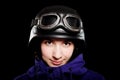 Girl with helmet and goggles Royalty Free Stock Photo