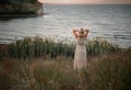 girl with her back looking into the distance Royalty Free Stock Photo