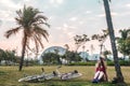 Girl with her Bike at Villa-Lobos Park in San Paulo Sao Paulo, Royalty Free Stock Photo