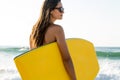 Girl with her bodyboard Royalty Free Stock Photo