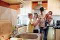 Multitasking Mum with her Children at home