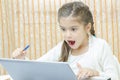 Girl at her Desk Royalty Free Stock Photo