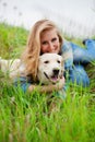 Girl with her dog Royalty Free Stock Photo