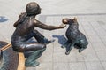 Girl With Her Dog Statue in Budapest Royalty Free Stock Photo