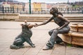 Girl With Her Dog Statue in Budapest Royalty Free Stock Photo