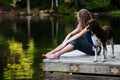 Girl and her dog Royalty Free Stock Photo