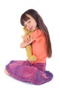 Girl with her favourite toy be Royalty Free Stock Photo