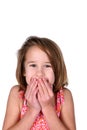 Girl with her hands over her mouth Royalty Free Stock Photo